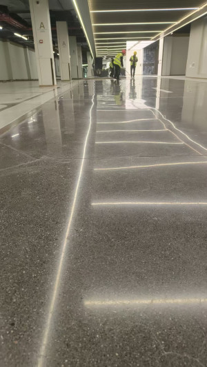 苏州大华集团车库样板区环氧地坪 金地坪刚砂固化 无机磨石项目由南京伊洁特斯公司协助完成